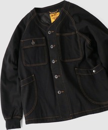 中ワタデニム・カツラギハーフムーンポケットノーカラーJKT
