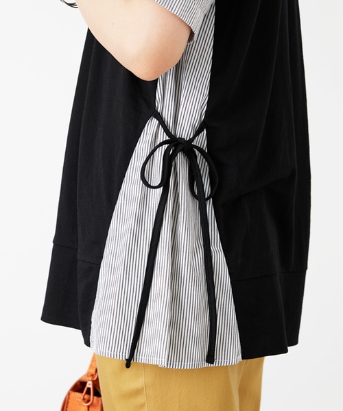 BELLUNA PLUS(ベルーナ)の「サイドリボン切替デザインプルオーバー(Tシャツ/カットソー・レディース・ブラック系/グリーン系/ネイビー系・X-LARGE/LARGE/MEDIUM)」の6枚目の写真