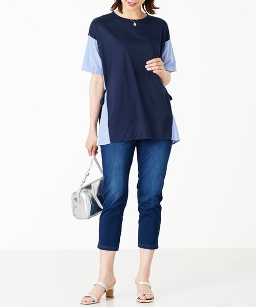 BELLUNA PLUS(ベルーナ)の「サイドリボン切替デザインプルオーバー(Tシャツ/カットソー・レディース・ブラック系/グリーン系/ネイビー系・X-LARGE/LARGE/MEDIUM)」の15枚目の写真