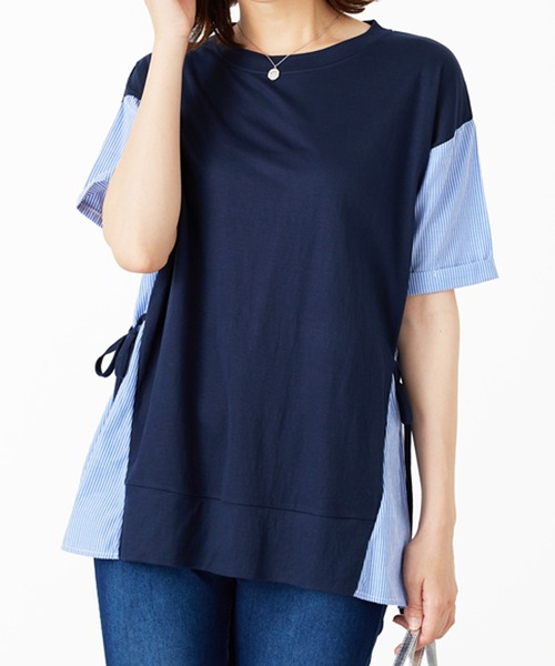 BELLUNA PLUS(ベルーナ)の「サイドリボン切替デザインプルオーバー(Tシャツ/カットソー・レディース・ブラック系/グリーン系/ネイビー系・X-LARGE/LARGE/MEDIUM)」の13枚目の写真