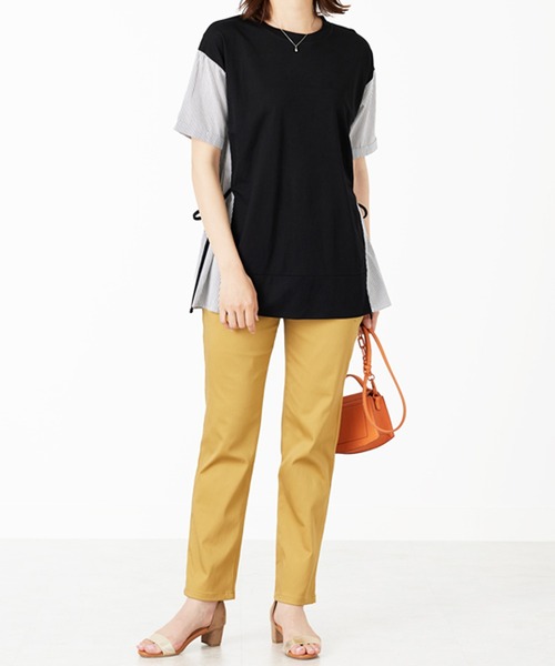BELLUNA PLUS(ベルーナ)の「サイドリボン切替デザインプルオーバー(Tシャツ/カットソー・レディース・ブラック系/グリーン系/ネイビー系・X-LARGE/LARGE/MEDIUM)」の7枚目の写真