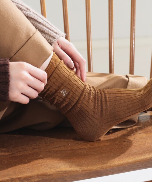 Demi-Luxe BEAMS(デミルクス ビームス)の「AK+1 / ロゴ リブソックス(ソックス/靴下・レディース・オフホワイト/グレー/ブラウン系その他3/グリーン/レッド・ONE SIZE)」の3枚目の写真