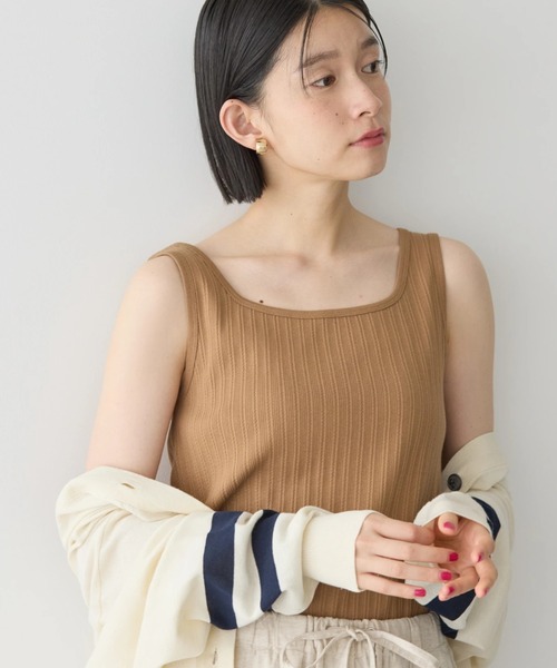 AMERICAN HOLIC(アメリカンホリック)の「針抜きメッシュタンクトップ(タンクトップ・レディース・キャメル/アイボリー/チャコールグレー・L/M)」の3枚目の写真