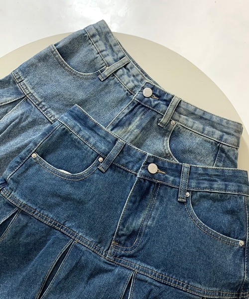 non-hedge(ノンヘッジ)の「タックデニムミニスカートパンツ(デニムスカート・レディース・インディゴブルー/ブルー・S/M)」の20枚目の写真