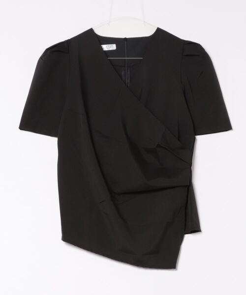 MAISON DE THERESE(メゾン ド テレーズ)の「Vネック パフスリーブクロスギャザーブラウス(シャツ/ブラウス・レディース・ベージュ/ブラック・FREE)」の3枚目の写真