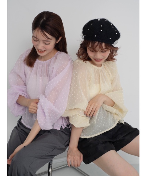 JUMELLE（ジュメロ）の「sheer pin dot blouse（シャツ/ブラウス・レディース・ベージュ/ピンク・FREE）」の7枚目の写真