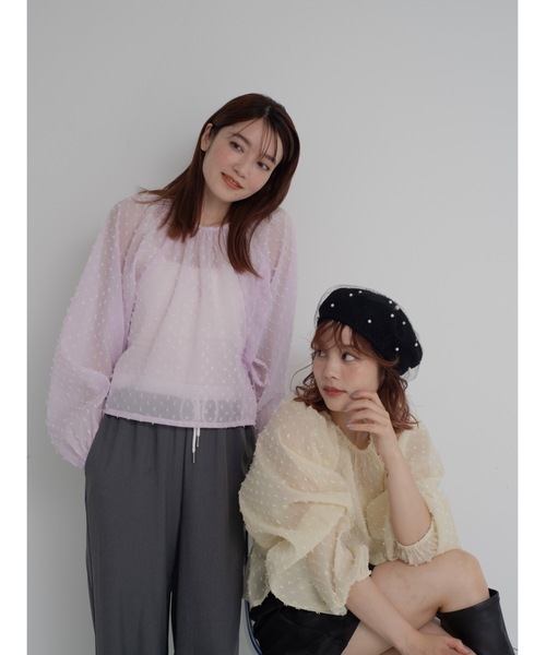 JUMELLE（ジュメロ）の「sheer pin dot blouse（シャツ/ブラウス・レディース・ベージュ/ピンク・FREE）」の3枚目の写真