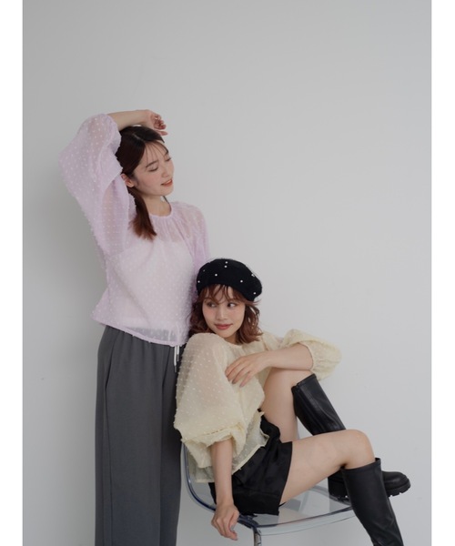 JUMELLE（ジュメロ）の「sheer pin dot blouse（シャツ/ブラウス・レディース・ベージュ/ピンク・FREE）」の4枚目の写真