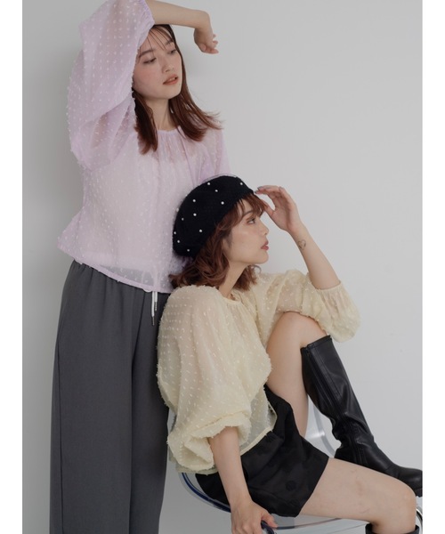 JUMELLE（ジュメロ）の「sheer pin dot blouse（シャツ/ブラウス・レディース・ベージュ/ピンク・FREE）」の5枚目の写真