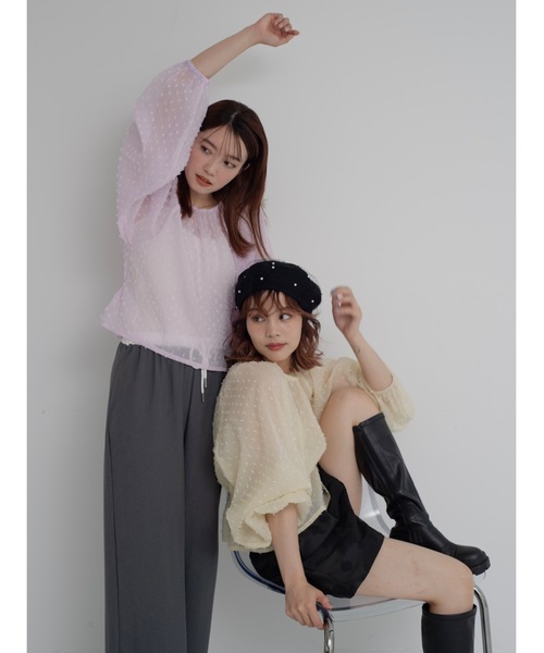 JUMELLE（ジュメロ）の「sheer pin dot blouse（シャツ/ブラウス・レディース・ベージュ/ピンク・FREE）」の6枚目の写真