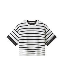 2サイズダブルフェイス配色ニットプルオーバー