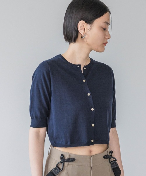 A part by(アパートバイ)の「FROZZEEニットカーディガン(カーディガン/ボレロ・レディース・ネイビー/ブラック系その他2/グリーン/アイボリー・FREE)」の4枚目の写真