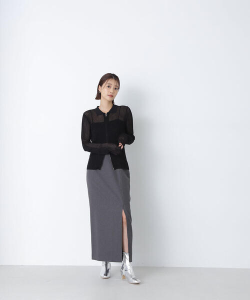 NATURAL BEAUTY BASIC（ナチュラルビューティーベーシック）の「◇【Oggi掲載】サイドベンツナロースカート（スカート・レディース・チャコールグレー/ベージュ・MEDIUM/SMALL）」の9枚目の写真