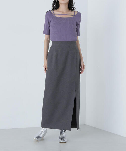 NATURAL BEAUTY BASIC（ナチュラルビューティーベーシック）の「◇【Oggi掲載】サイドベンツナロースカート（スカート・レディース・チャコールグレー/ベージュ・MEDIUM/SMALL）」の11枚目の写真