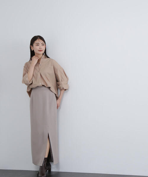 NATURAL BEAUTY BASIC（ナチュラルビューティーベーシック）の「◇【Oggi掲載】サイドベンツナロースカート（スカート・レディース・チャコールグレー/ベージュ・MEDIUM/SMALL）」の14枚目の写真