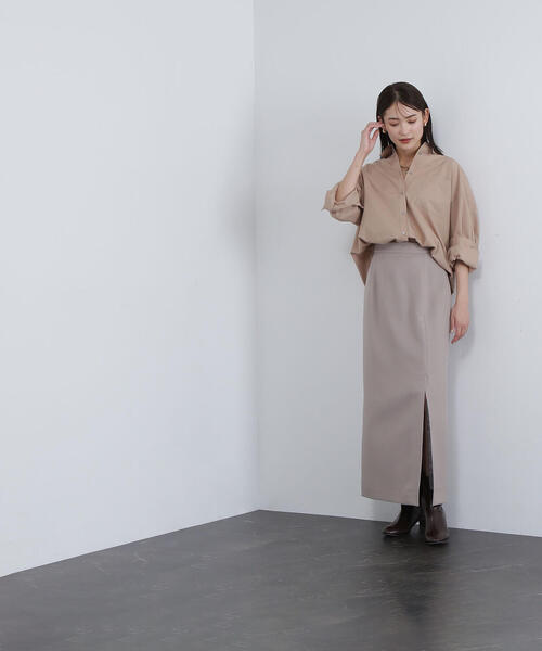 NATURAL BEAUTY BASIC（ナチュラルビューティーベーシック）の「◇【Oggi掲載】サイドベンツナロースカート（スカート・レディース・チャコールグレー/ベージュ・MEDIUM/SMALL）」の16枚目の写真