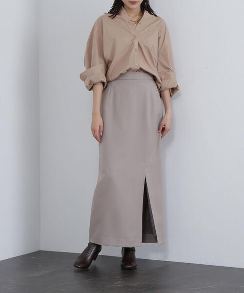 NATURAL BEAUTY BASIC（ナチュラルビューティーベーシック）の「◇【Oggi掲載】サイドベンツナロースカート（スカート・レディース・チャコールグレー/ベージュ・MEDIUM/SMALL）」の18枚目の写真