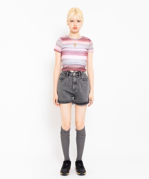 【セール】atmos pink Chemical Washed Short Jeans / アトモス ピンク ケミカル ウォッシュ ショート ジーンズ（その他パンツ）｜atmos pink（アトモスピンク）