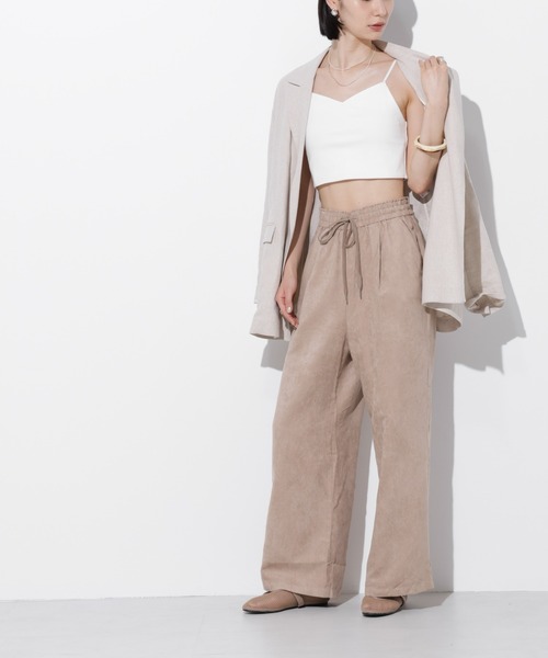 Apo(s)ture(アポスチャー)の「ARIA-004/フェイクスエードドロストワイトパンツ(その他パンツ・レディース・ベージュ/グリーン/グレー/ブラック・XS/S/M/L/XL)」の16枚目の写真