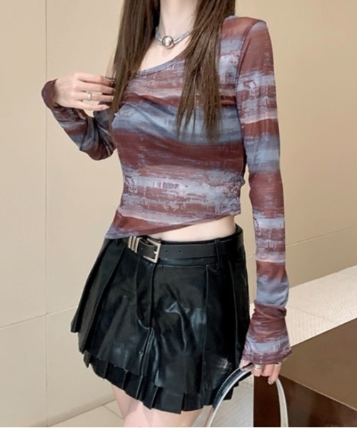 LADY LIKE(レディライク)の「ワンショルダーボーダーシアートップス(Tシャツ/カットソー・レディース・レッド/ブラック・M)」の8枚目の写真