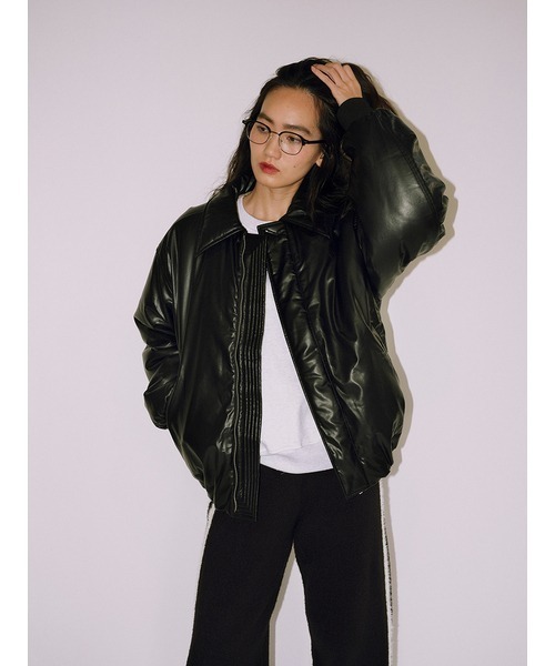 null. 中綿入りエコレザーブルゾン null.（ヌル）の「PUFFYエコレザーブルゾン（ブルゾン）」 - WEAR