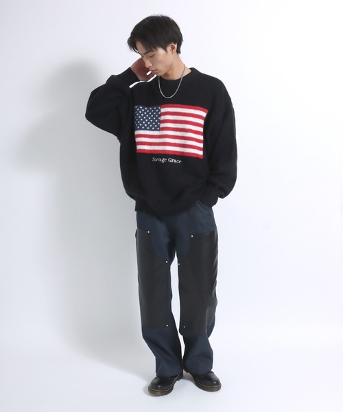 kamiya 星条旗ニット 美品 KAMIYA 星条旗ニット タグ付き - メルカリ