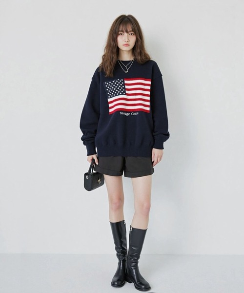 セール】星条旗フラッグ・ユニオンジャック国旗 ジャガード編みニット