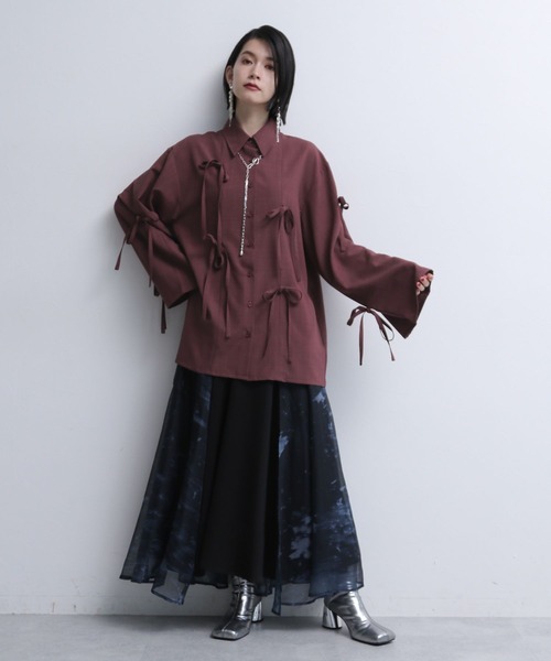 【美品】リボンデザインシャツ HARE ブラック HARE（ハレ）の「リボンデザインシャツ(HARE)（シャツ/ブラウス