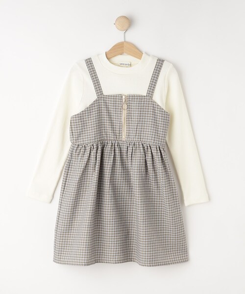 SHOO・LA・RUE(シューラルー)の「◆【110-140cm】フロントジップ使い チェックドッキングワンピース(ワンピース・キッズ・ブラック系1/モスグリーン系1/サックスブルー系1・12/13/14/11)」の5枚目の写真