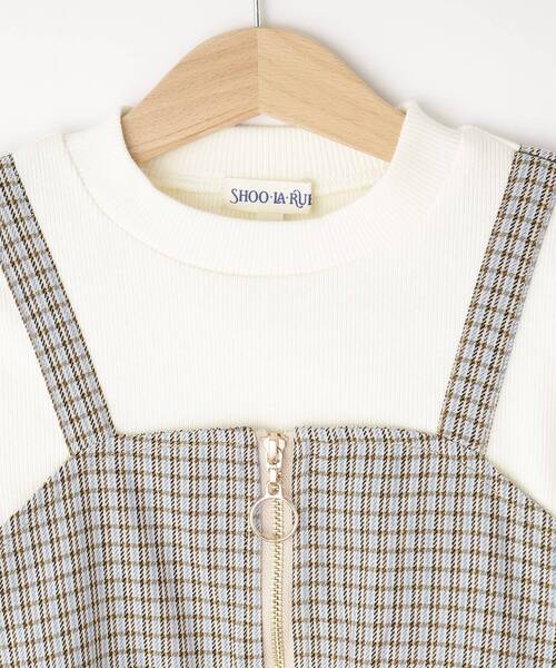 SHOO・LA・RUE(シューラルー)の「◆【110-140cm】フロントジップ使い チェックドッキングワンピース(ワンピース・キッズ・ブラック系1/モスグリーン系1/サックスブルー系1・12/13/14/11)」の7枚目の写真