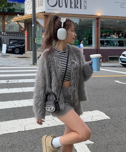 INTER FACTORY（インターファクトリー）の「mayu - シャギーショートパンツ (セットアップ)（その他パンツ・レディース・ブラック/グレー/アイボリー・FREE）」の16枚目の写真