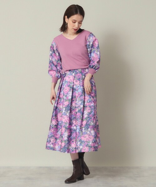 ITS'DEMO(イッツデモ)の「◆【セットアップ可/手洗い可】アート花柄シャンタン袖ニット<ミュルーズモダン(R)>(ニット/セーター・レディース・ダークブラウン系/ピンク系その他/ブルー系・00)」の15枚目の写真