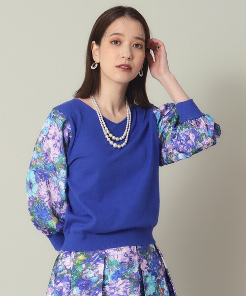 ITS'DEMO(イッツデモ)の「◆【セットアップ可/手洗い可】アート花柄シャンタン袖ニット<ミュルーズモダン(R)>(ニット/セーター・レディース・ダークブラウン系/ピンク系その他/ブルー系・00)」の17枚目の写真
