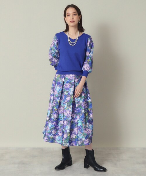 ITS'DEMO(イッツデモ)の「◆【セットアップ可/手洗い可】アート花柄シャンタン袖ニット<ミュルーズモダン(R)>(ニット/セーター・レディース・ダークブラウン系/ピンク系その他/ブルー系・00)」の18枚目の写真