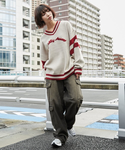 WEGO（ウィゴー）の「WEGO/ラインチルデンニットプルオーバー（ニット/セーター・メンズ・ダークグリーン/オフホワイト・MEDIUM/LARGE）」の17枚目の写真