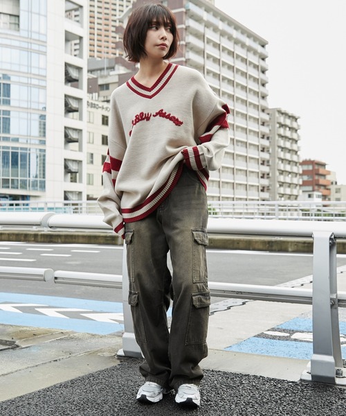 WEGO（ウィゴー）の「WEGO/ラインチルデンニットプルオーバー（ニット/セーター・メンズ・ダークグリーン/オフホワイト・MEDIUM/LARGE）」の22枚目の写真