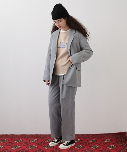 saloon（サルーン）の「SALOON(サルーン)/ シングルセミロングジャケット【手洗い可】セットアップ可（テーラードジャケット・レディース・グレー/ブラック・SMALL/MEDIUM）」の4枚目の写真