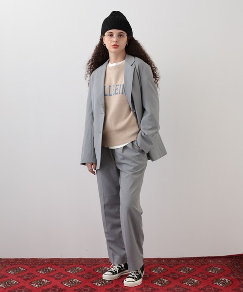 saloon（サルーン）の「SALOON(サルーン)/ シングルセミロングジャケット【手洗い可】セットアップ可（テーラードジャケット・レディース・グレー/ブラック・SMALL/MEDIUM）」の5枚目の写真