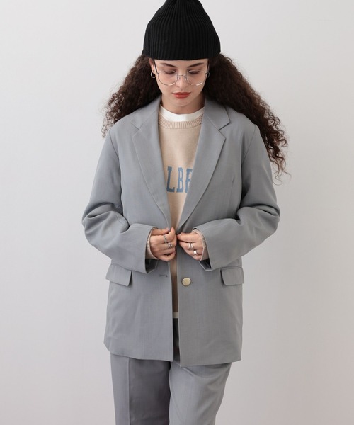 saloon（サルーン）の「SALOON(サルーン)/ シングルセミロングジャケット【手洗い可】セットアップ可（テーラードジャケット・レディース・グレー/ブラック・SMALL/MEDIUM）」の8枚目の写真