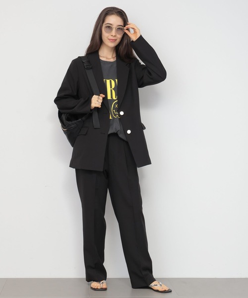 saloon（サルーン）の「SALOON(サルーン)/ シングルセミロングジャケット【手洗い可】セットアップ可（テーラードジャケット・レディース・グレー/ブラック・SMALL/MEDIUM）」の11枚目の写真