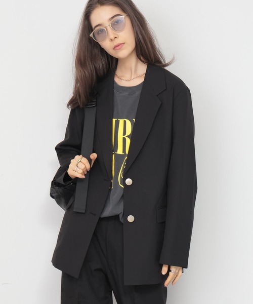 saloon（サルーン）の「SALOON(サルーン)/ シングルセミロングジャケット【手洗い可】セットアップ可（テーラードジャケット・レディース・グレー/ブラック・SMALL/MEDIUM）」の14枚目の写真