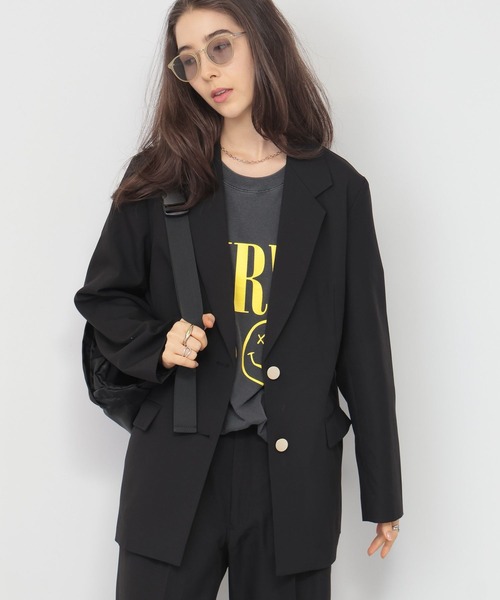 saloon（サルーン）の「SALOON(サルーン)/ シングルセミロングジャケット【手洗い可】セットアップ可（テーラードジャケット・レディース・グレー/ブラック・SMALL/MEDIUM）」の15枚目の写真