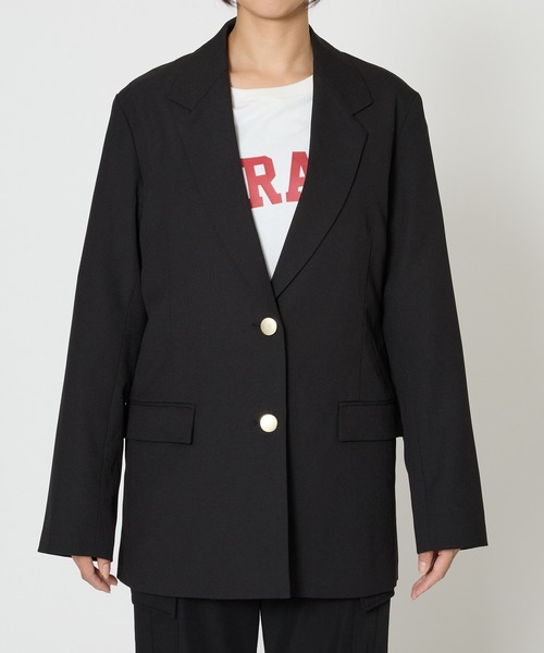 saloon（サルーン）の「SALOON(サルーン)/ シングルセミロングジャケット【手洗い可】セットアップ可（テーラードジャケット・レディース・グレー/ブラック・SMALL/MEDIUM）」の18枚目の写真