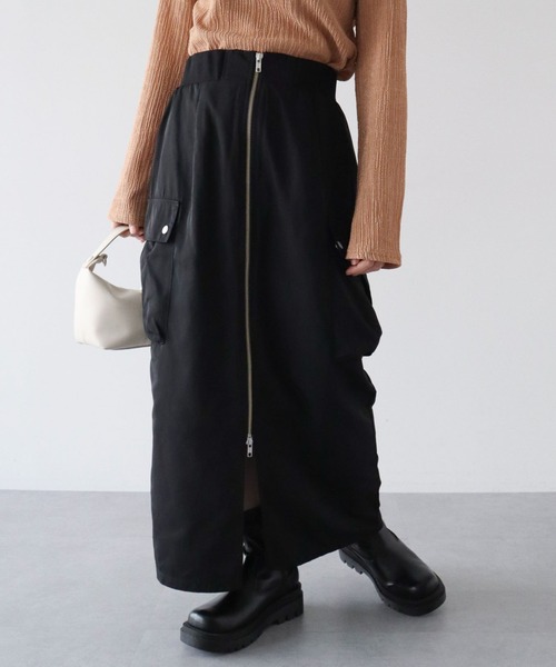 Sugar spoon（シュガースプーン）の「・SUGAR　SPOON　ミリタリーIラインスカート（スカート・レディース・ブラック/カーキ/ボルドー/ブラウン・FREE）」の2枚目の写真