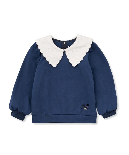 【セール】キルトスカラップ襟ポンチギャザートレーナー(90~150cm)（スウェット）｜BeBe（ベベ）