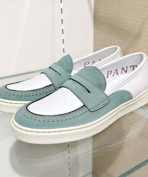 PANTANETTI(パンタネッティ)の「PANTANETTI パンタネッティ スエードコンビカラースリッポンスニーカー(スリッポン・レディース・ライトイエロー/ライトグリーン・35/36/37/38/39)」の3枚目の写真