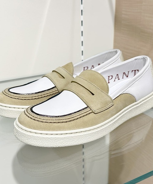 PANTANETTI(パンタネッティ)の「PANTANETTI パンタネッティ スエードコンビカラースリッポンスニーカー(スリッポン・レディース・ライトイエロー/ライトグリーン・35/36/37/38/39)」の4枚目の写真