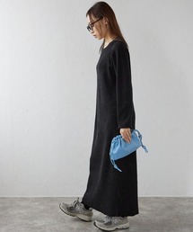 ラメ混リブニットワンピース