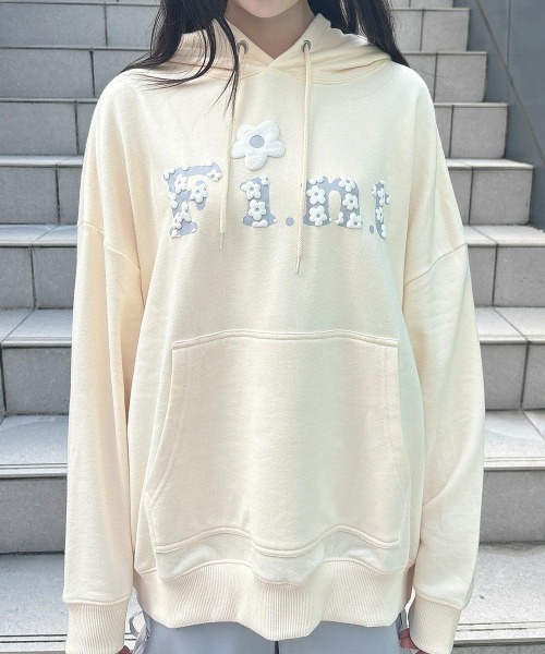 F i.n.t（フィント）の「フラワーFi.n.t発泡プリントパーカー/fint（パーカー・レディース・グリーン/アイボリー・FREE）」の3枚目の写真