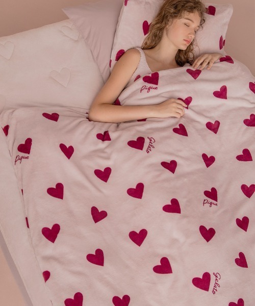 gelato pique Sleep（ジェラートピケスリープ）の「【Sleep】ハート柄 掛けカバー（シングル）（寝具・レディース・ピンク/ピンクベージュ・SMALL）」の2枚目の写真